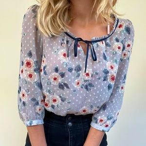 LC Lauren Conrad Blue Floral Top